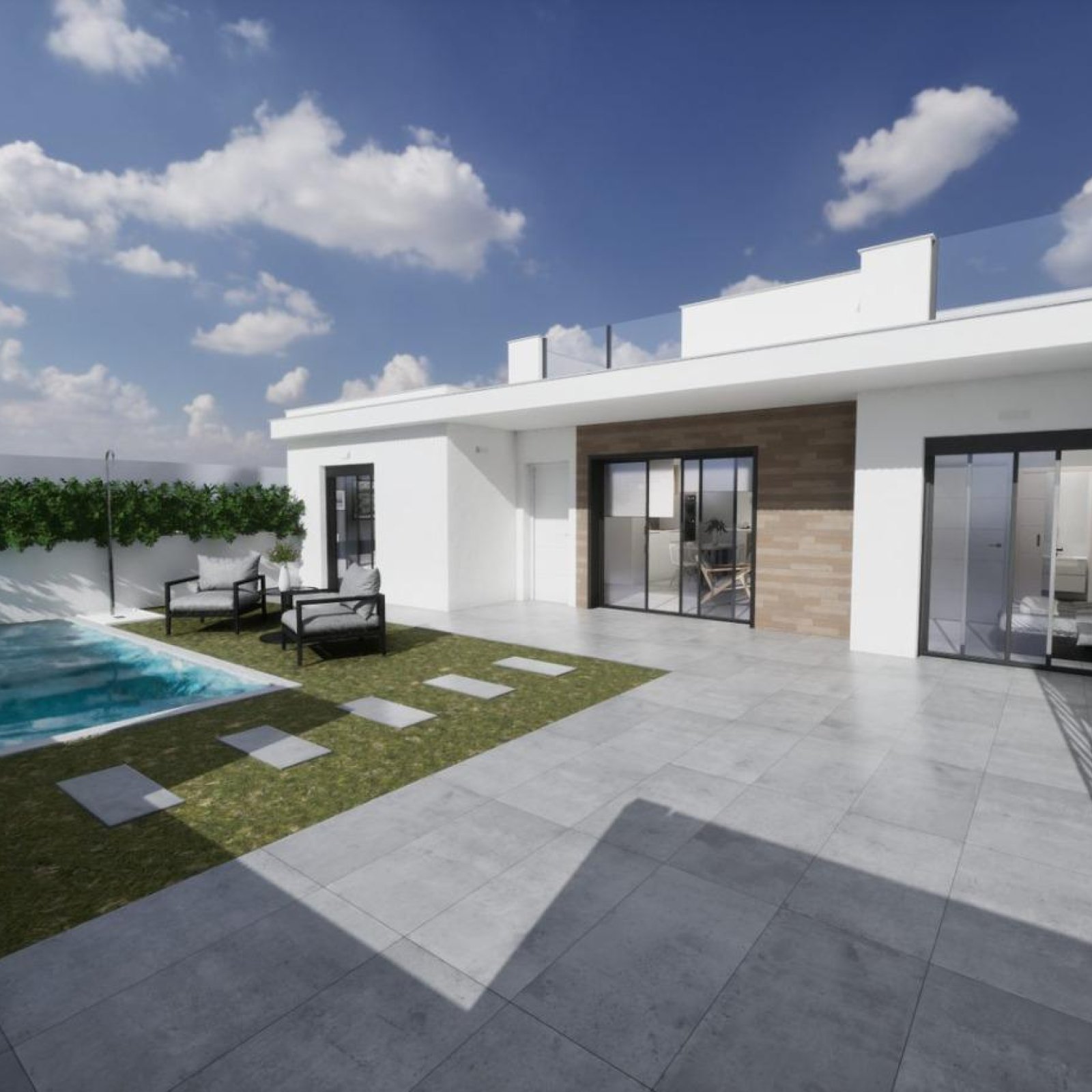 Nieuwbouwwoningen: halfvrijstaande hoekvilla’s te koop in Torre Pacheco met privézwembad en solarium-7