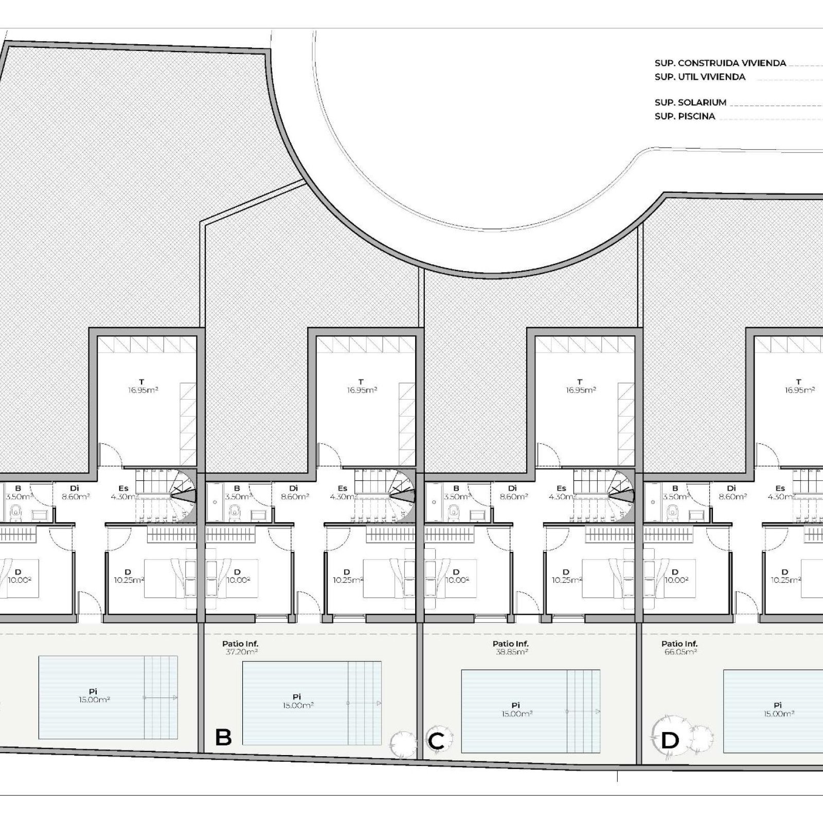 Nieuwbouwproject van 4 geschakelde en halfvrijstaande villa’s met privézwembad in de Country Club van Mazarrón-9