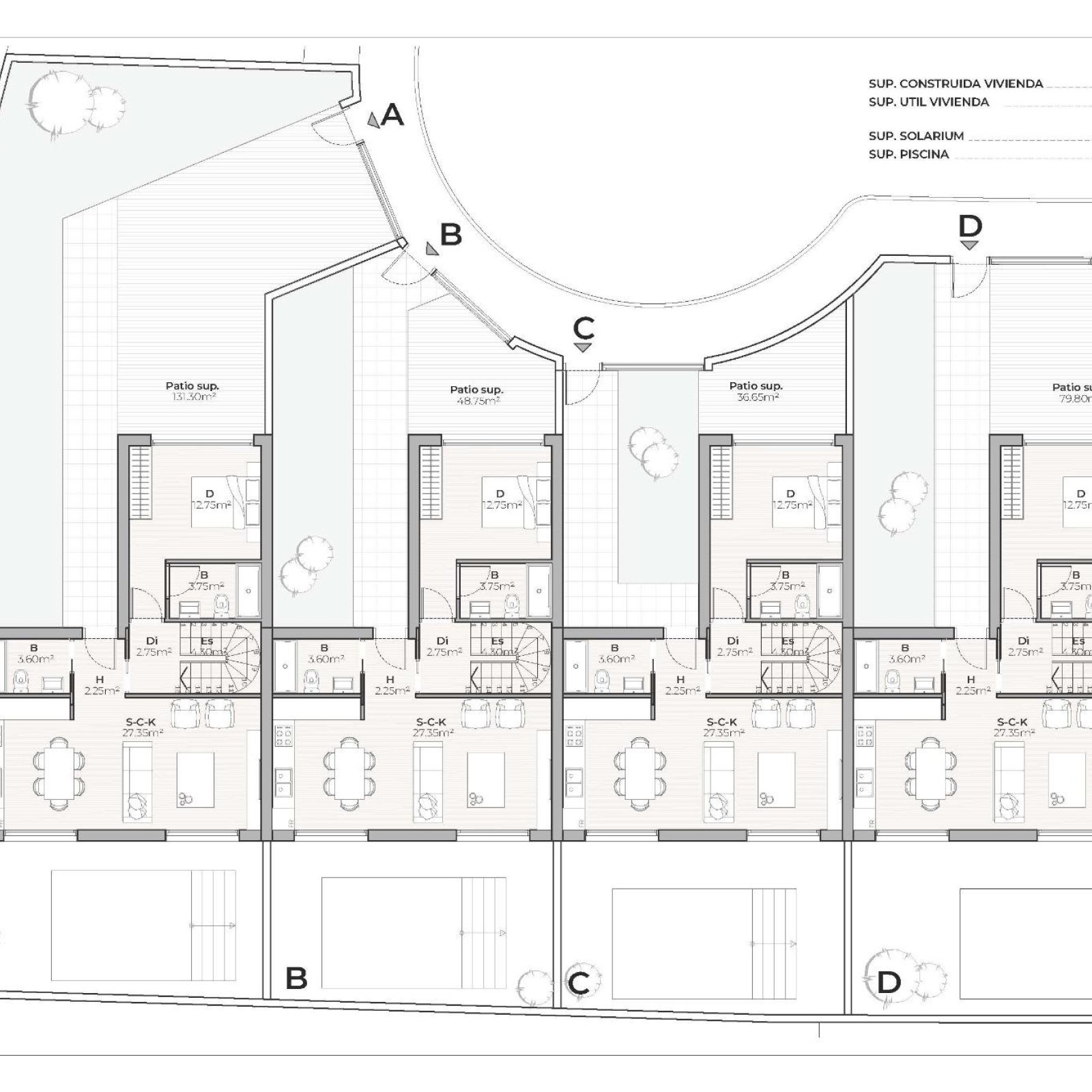 Nieuwbouwproject van 4 geschakelde en halfvrijstaande villa’s met privézwembad in de Country Club van Mazarrón-10