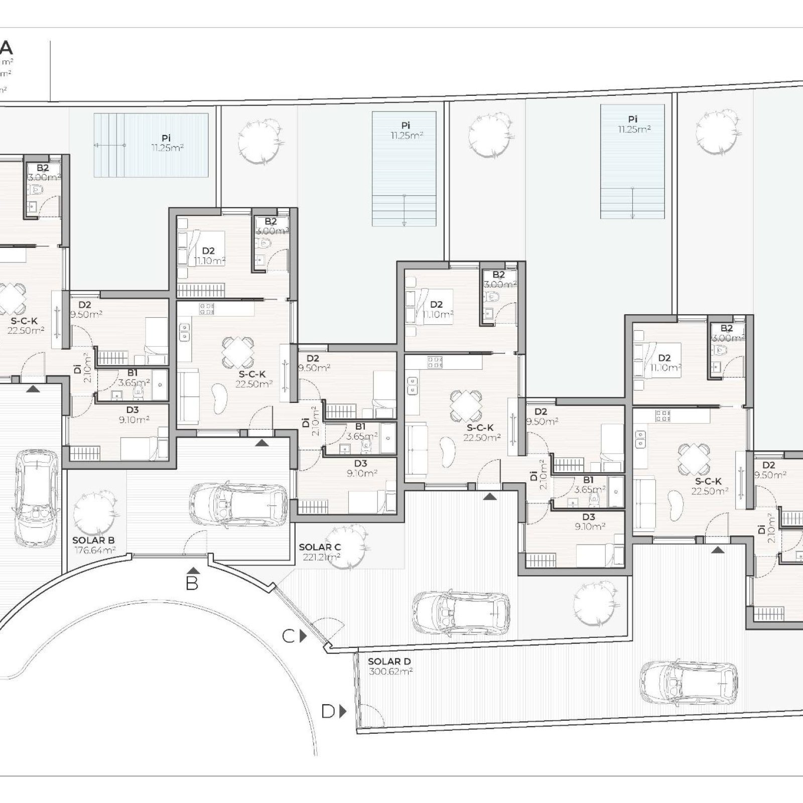 Nieuwbouwproject van 4 geschakelde en halfvrijstaande villa’s met privézwembad in de Country Club van Mazarrón-9